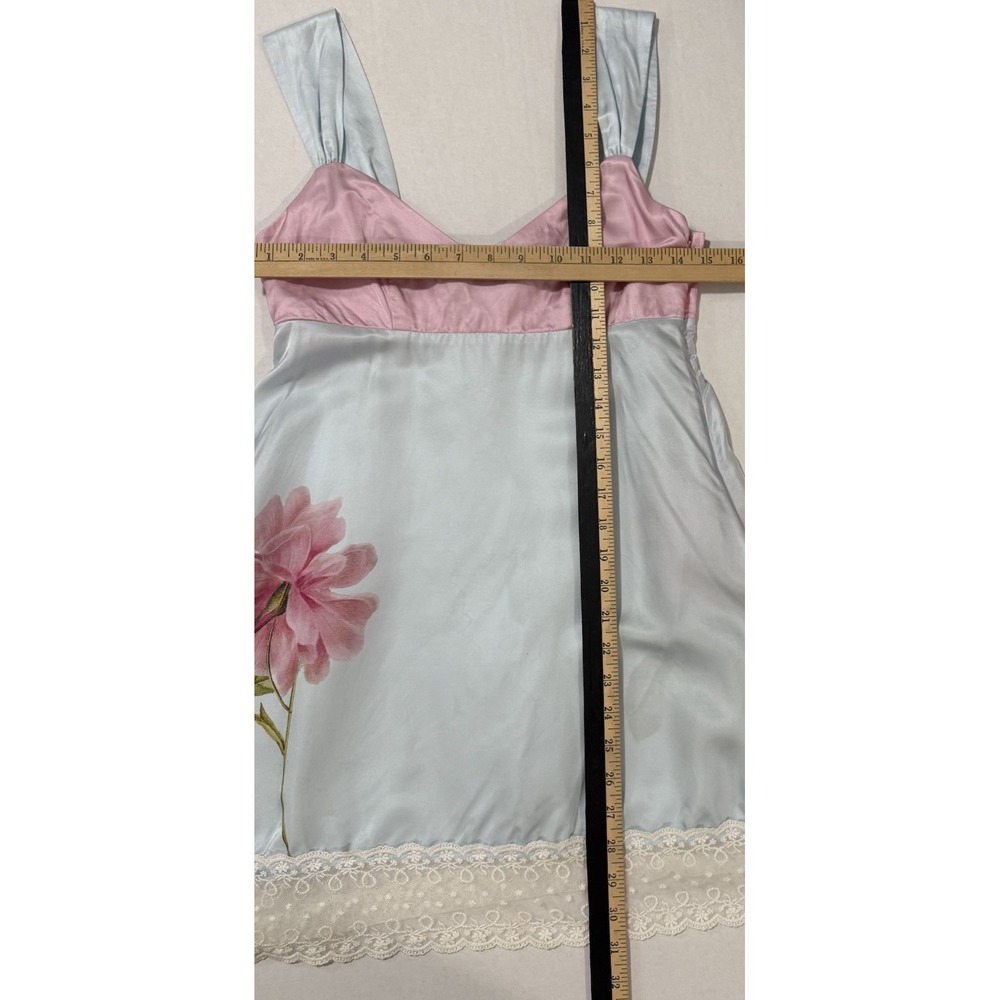 Aston Studio Violet Dress Womens 2 Silky Babydoll Floral Pastel Pink Blue - Picture 7 of 10